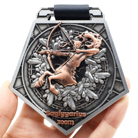 Médaille personnalisée gravée en 3D en alliage de zinc bronze, plaquée nickel noir, imprimée en typographie, pour récompenses de football, basketball, marathon