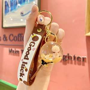 2022 New Cute Acrylic Keyring <b>Key</b> Chain <b>Ring</b> Oil Floating Little Bear Bubble Boba Quicksand Milk Tea Cup Liquid Keychain - Product Image 5