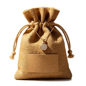 Pochette cadeau en lin avec cordon de serrage, logo personnalisé, vente en gros, sac pour faveurs de mariage, emballage naturel, écologique, fournisseur OEM - Product Image 3
