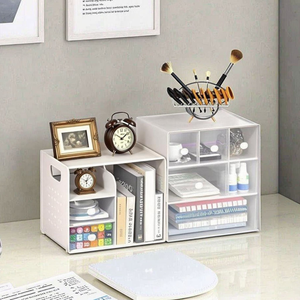 Organizador de Escritorio Apilable de Plástico Moderno con Cajones para Suministros de Oficina y Maquillaje - Product Image 2