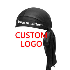 Logotipo personalizado de doble color Headwraps Gorros de pelo de satén Dos tonos Sedoso Durags Seda Satén Pañuelo de cola larga Sombrero para hombres Mujeres - Product Image 6