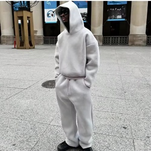 Pullover Personalizzato da <span class=keywords><strong>Uomo</strong></span> di Alta Qualità, <span class=keywords><strong>Felpa</strong></span> Corta con Cappuccio Oversize in Cotone Pesante da 500gsm e <span class=keywords><strong>Pantaloni</strong></span> Grezzi - Product Image 1