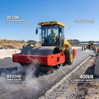 Compacteur vibrant routier 20 tonnes haute efficacité pour la construction routière, machine à tambour unique pour le compactage du sol - Prix