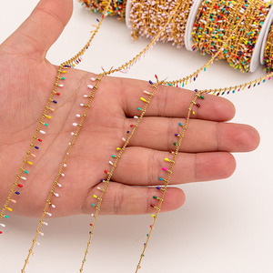 Venta al por mayor por metros: Cadena de eslabones de acero inoxidable esmaltado impermeable con efecto de goteo de aceite para fabricación de joyas - Product Image 6