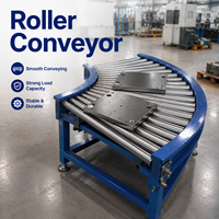Convoyeur à rouleaux en acier à angle incurvé de 90 à 180 degrés, durable, vitesse réglable, facile à nettoyer, garantie 1 an, direct usine