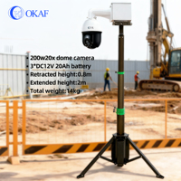 Tour d'éclairage LED télescopique portable OKAF OK-PRO1 avec batterie intégrée, éclairage d'événements en extérieur, mât télescopique