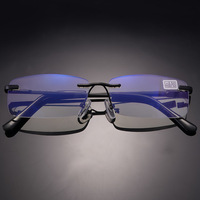 Lunettes de lecture progressives sans monture pour hommes, anti-lumière bleue, verres de traduction verifocales