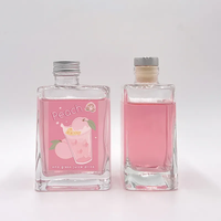 Bouteilles de boisson en verre écologiques vides en gros, nouveau design, 300 ml, 10 oz, carrées, plates, pour liqueur, vin, café, tequila, avec bouchon à vis