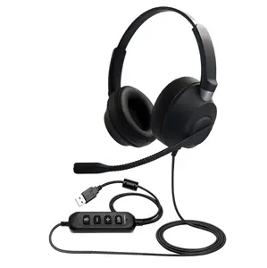 Lantronlife LL-X6 Over Ear Noise-Cancelling Headset Stereo Headphones USB In-Line Controls for PC/Mac/Laptop