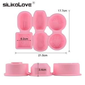 New Reusable <b>Silicone</b> Molds Round Oval Square DIY Making 3D Soap Forms Handmade 6 Patterns - Product Image 5