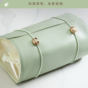 Bolsa de Cosméticos Desmontable Multifuncional, Organizador de Maquillaje de Viaje, Color Beige, Verde Matcha, Rosa Claro, Gris Claro, Color Sólido - Product Image 4