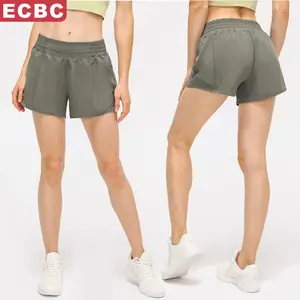 Design estivo tasca laterale ad asciugatura rapida personalizzata a vita alta Fitness palestra pantaloncini da corsa donna Jogger Track pantaloni corti