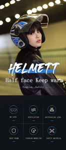 <span class=keywords><strong>Casque</strong></span> de <span class=keywords><strong>moto</strong></span> avec visière en ABS, rond à motif de requin noir 3/4 pour voiture électrique - Product Image 5