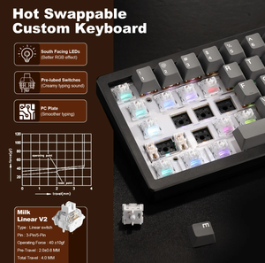 Yunzii <span class=keywords><strong>ค</strong></span>ีย์บอร์ด AL68 qmk ผ่านแบบกลไกไร้สาย65% ปะเก็นเมาท์คีย์บอร์ดเล่นเกมอลูมิเนียมแบบ swappable RGB backlit - Product Image 6