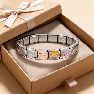 Bracelet <span class=keywords><strong>en</strong></span> acier inoxydable pour femme, style italien, avec breloques 'Baby Sugar Love Forever' et <span class=keywords><strong>mots</strong></span> <span class=keywords><strong>anglais</strong></span>, compatible 9mm, pour la création <span class=keywords><strong>de</strong></span> bijoux DIY - Product Image 3