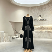 Robe Caftan Streetwear Modeste à Imprimé Numérique, Tissu Respirant Écologique, Longueur Ras du Sol, Sans Manches, Idéale pour les Soirées