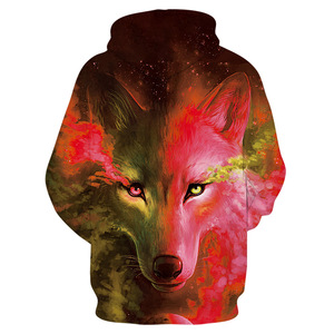 Logo personalizzato Uomini di Sport Hoodies delle 3D Lupo Stampa Digitale Felpa Con Cappuccio Per Gli Amanti - Product Image 2