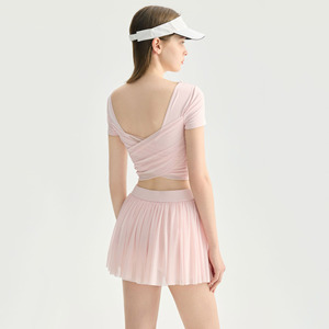 Nouvel ensemble de yoga et pilates 2025 en dentelle, style Y2K, tenue élégante pour le tennis et le golf, avec soutien-gorge intégré et jupe de tennis, idéal pour le pickleball - Product Image 6