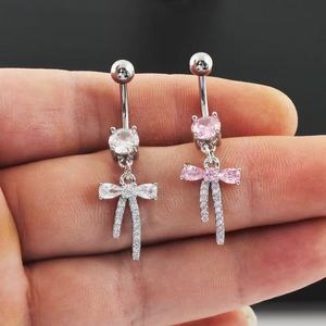 Dames Navel Nagel Roestvrij Staal Inlay Zirkonen Boog Piercing Sieraden - Product Image 2