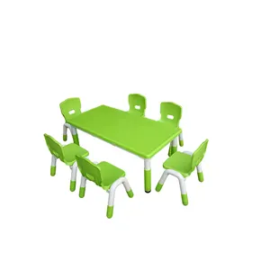 Kids daycare center plastic furniture kindergarten plastic furniture adjustable lifting plastic table for sale