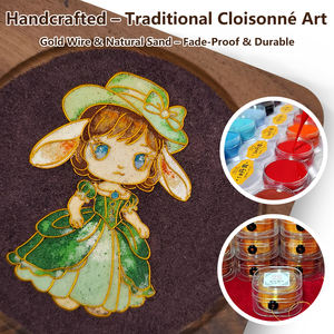 Posavasos de <span class=keywords><strong>Emerald</strong></span> <span class=keywords><strong>Isle</strong></span> Spirits |   Juego de Posavasos de Madera de Nogal y Esmalte Cloisonné con Temática Animal Irlandesa, Regalo Hecho a Mano para el Día de San Patricio - Product Image 2