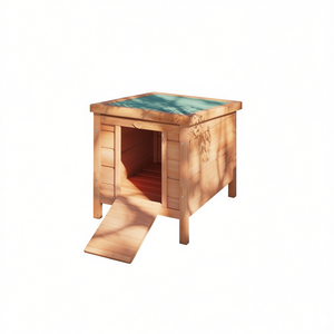Casa para Perros de Madera, Rectangular, Tamaño Mediano, para Exteriores, para Todas las Estaciones, Ecológica, con Rampa, Estilo Simple - Product Image 1