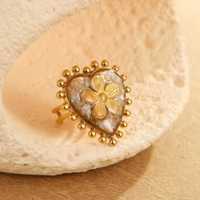 Bague en acier inoxydable de fleur de résine de coeur de filigrane français pour des femmes ISO RoHS conforme