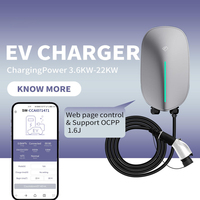 Cargador de Pared para Vehículos Eléctricos AC Wallbox, 22KW Tipo 2, Estación de Carga Inteligente RFID con Pantalla LCD, WiFi, OCPP, Trifásico, Refrigeración por Aire, WrightCharge