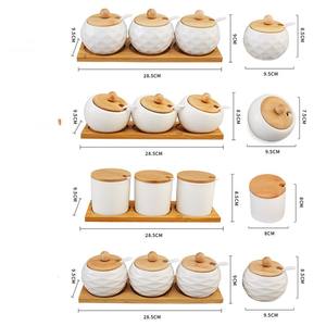Vendita calda di bambù naturale vasetto di spezie vaso di condimento con olamehome di bambù vassoio di porcellana pentola di condimento per uso domestico - Product Image 4
