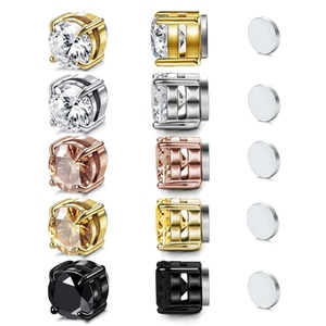 <span class=keywords><strong>Orecchini</strong></span> <span class=keywords><strong>a</strong></span> Clip Magnetici per Uomo e Donna, Non Forati, con Zirconi Cubici, Ipoallergenici, in Ottone, Trendy, 6/8MM - Product Image 2