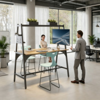 Table haute, bureau debout et table haute de style moderne pour espace bar de bureau ouvert - Personnalisable
