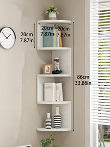 Nordic 5 Layers Wooden Corner Shelf Floating Semi-Circle Storage <strong>Shelves</strong> Bookshelf Wall Display Corner Shelf Home Decor - Product Image 5