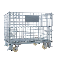 Conteneur en fil d'acier pliable robuste, caisse de rangement pliable, boîte de stockage industrielle, cage de stockage galvanisée