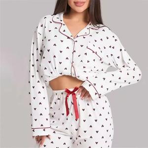 Nouvelle collection : Ensemble pyjama élégant <span class=keywords><strong>et</strong></span> respirant en maille à manches longues pour femme – Idéal pour le printemps <span class=keywords><strong>et</strong></span> la <span class=keywords><strong>d</strong></span>étente - Product Image 1
