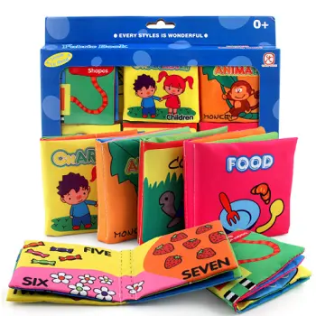 6pcs set of infant children's early education toy cloth book tear-resistant baby palm cloth book gift box with snapping fingers