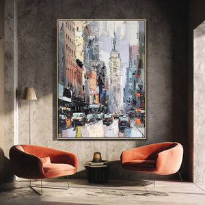 <span class=keywords><strong>Peinture</strong></span> murale encadrée en toile de grande taille, paysage texturé en 3D de la ville de <span class=keywords><strong>New</strong></span> <span class=keywords><strong>York</strong></span>, abstrait, fait à la main, décoration d'intérieur - Product Image 3