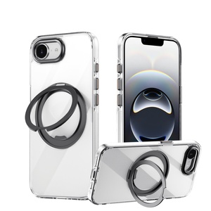 Dernière conception <span class=keywords><strong>360</strong></span> degrés rotatif engrenage anneau support coque de téléphone clair Mobile couverture arrière pour iPhone 17 16 16E 15 Pro Max - Product Image 1