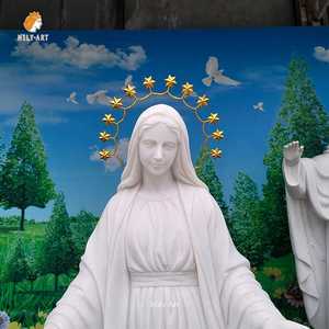 Statue <span class=keywords><strong>de</strong></span> la Vierge <span class=keywords><strong>Marie</strong></span> en marbre grandeur nature avec halo d'étoile pour <span class=keywords><strong>l</strong></span>'église, par MILY - Product Image 3