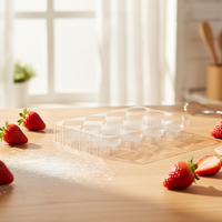 Barquette en plastique PET transparente à 12 cavités, barquette d'emballage alimentaire de qualité alimentaire