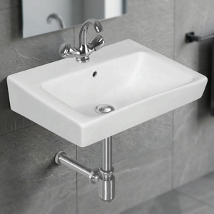 Luxury Modern Square Ceramic Rectangular Bathroom Sink Simple Stylish Floor-standing Pedestal Basin with Drainer for Hospitals - Product Image 3