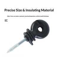 Duurzame, milieuvriendelijke elektrische boerenerfomheining van PP zwart, eenvoudig te monteren, in te schroeven plastic ringisolator voor palen, geschikt voor buitengebruik.