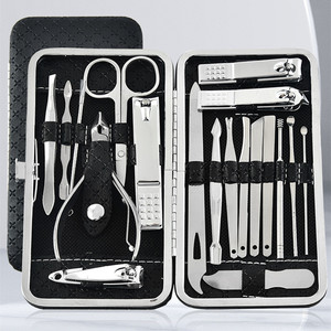 Coupe-ongles professionnel en acier inoxydable 19 en 1, <span class=keywords><strong>kit</strong></span> de toilettage de voyage, ensemble manucure et pédicure, outils de soins personnels - Product Image 3