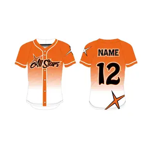 Oversize Custom Print Button Up Sublimatie Baseball Jersey Shirt Cheerleading Uniform