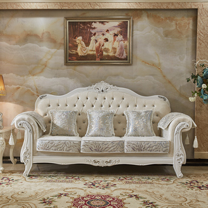 Phong Cách Châu Âu Phòng Khách Sofa Set, Pháp Rắn Gỗ Khắc Nhung Đơn Giản Vải Sofa, Biệt Thự Hoàng Gia Đồ Nội Thất Kết Hợp - Product Image 3