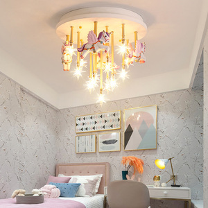 Lampadario a Giostra per <span class=keywords><strong>Cameretta</strong></span> dei Bambini Stile Cartone Animato, Illuminazione Creativa per Stanza di Bambino o Bambina Principessa, Camera da Letto Nordica Minimalista - Product Image 6
