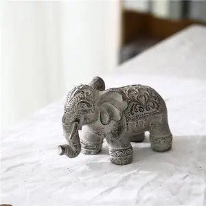 Handmade artesanato de cimento estátua do elefante desktop decoração estátuas de animais para casa e decoração do jardim