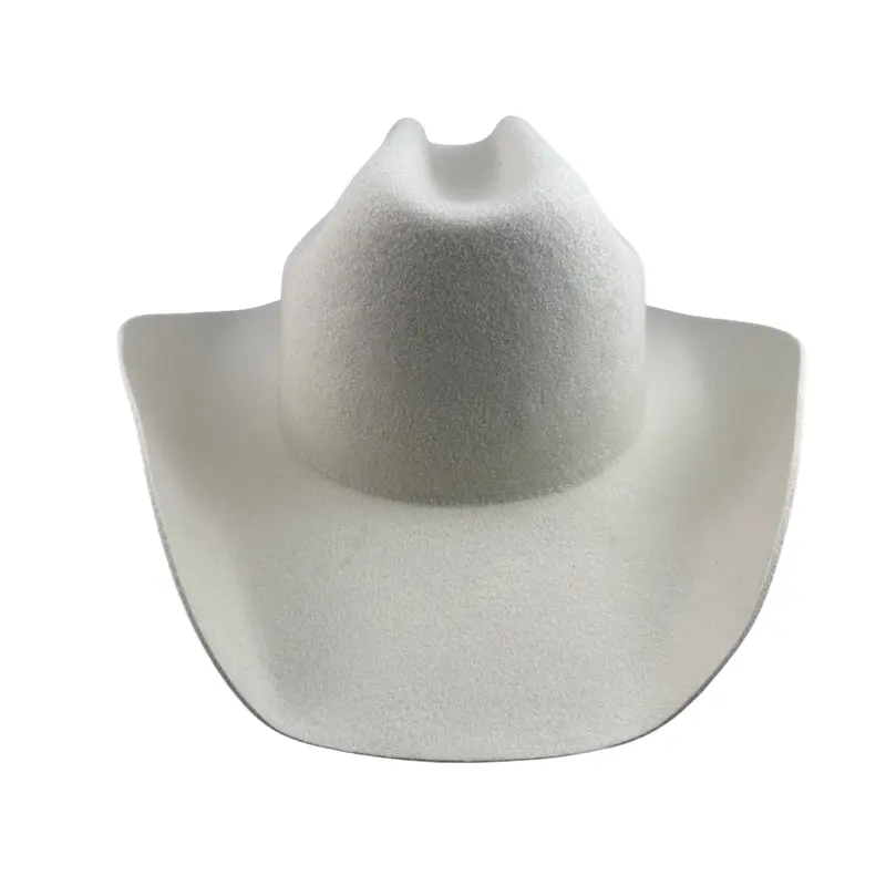Modische weiße Farbe Filz Cowboy-Hut mit Breiterkrempe für Damen und Herren Western-Cowboy-Hut mit Reinigungsschweißleder