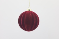 Boule de Noël en verre floquée velours rouge, vert, marron, bleu – Vente en gros usine
