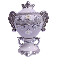 Pot en céramique jaune et or de luxe avec couvercle en strass floral doré, élégant récipient de rangement décoratif pour la maison, populaire en Espagne