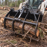 Accessoires de godets à griffes hydrauliques pour chargeuses compactes et chargeuses sur chenilles, pour la préhension de roches, bois et gazon